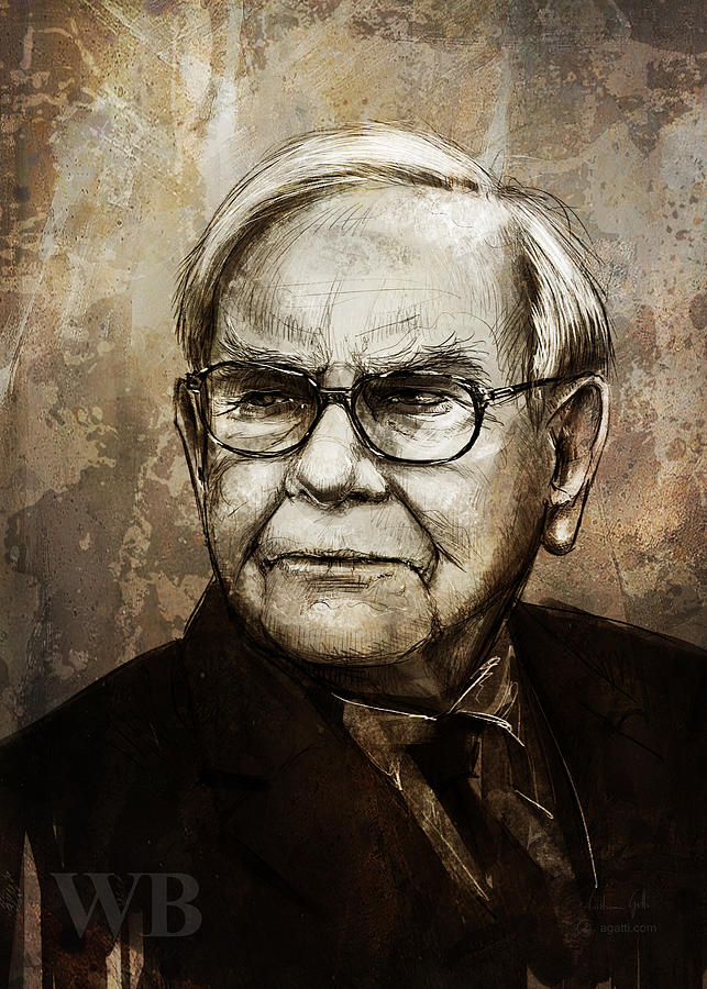 Warren Buffett sepia Digital Art by Andrea Gatti