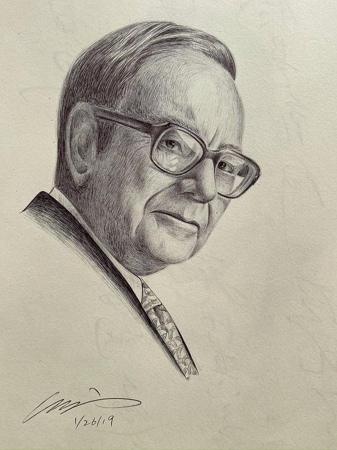 Warren Buffett Portrait Drawing by Frank Xiong