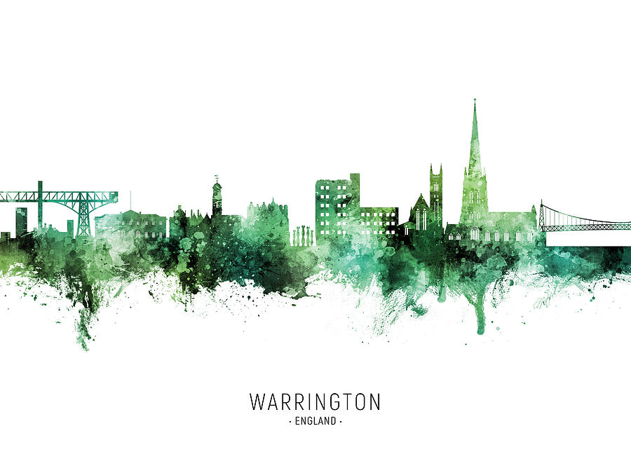 Warrington England Skyline #83 Digital Art by Michael Tompsett