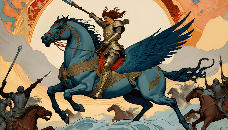 Warrior Riding Pegasus In The Battle Photograph By Long Shot - Fine Art 