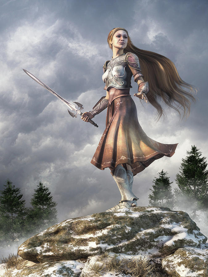 Warrior Woman in Armor Digital Art by Daniel Eskridge