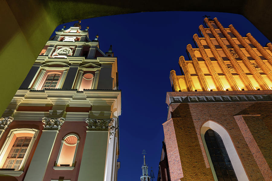 Warsaw Churches At Night Photograph by Artur Bogacki