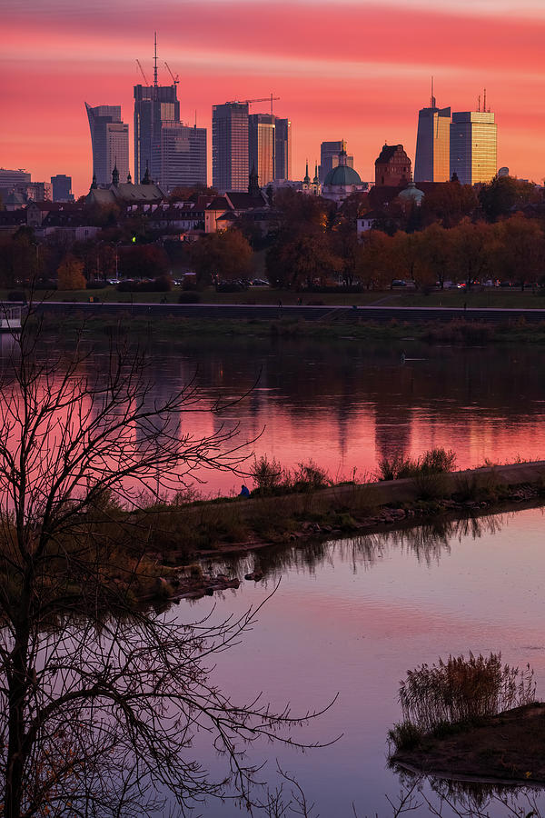 Warsaw City Skyline At Twilight Photograph by Artur Bogacki