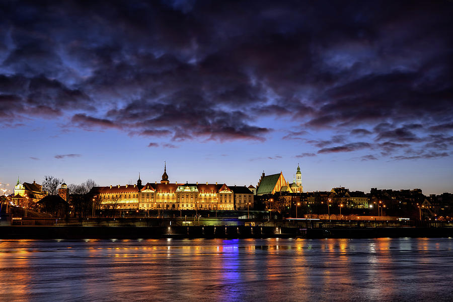 Warsaw City Skyline Twilight River View Photograph by Artur Bogacki