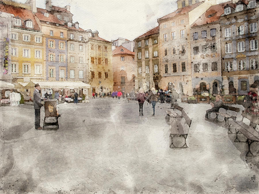 Warsaw Old Town Mixed Media - Warsaw Old Town Square by Smart Aviation