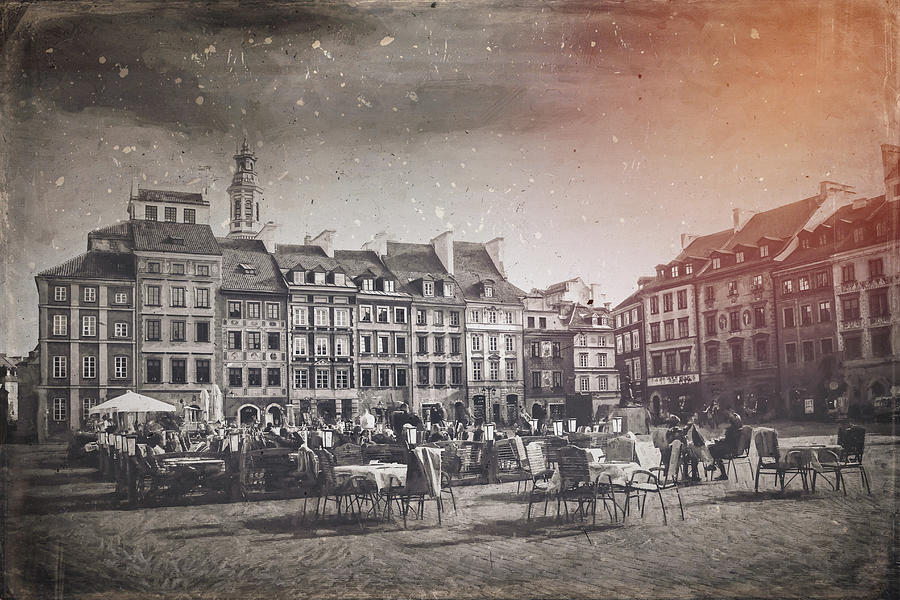 Warsaw Poland Old Town Market Square Vintage Photograph
