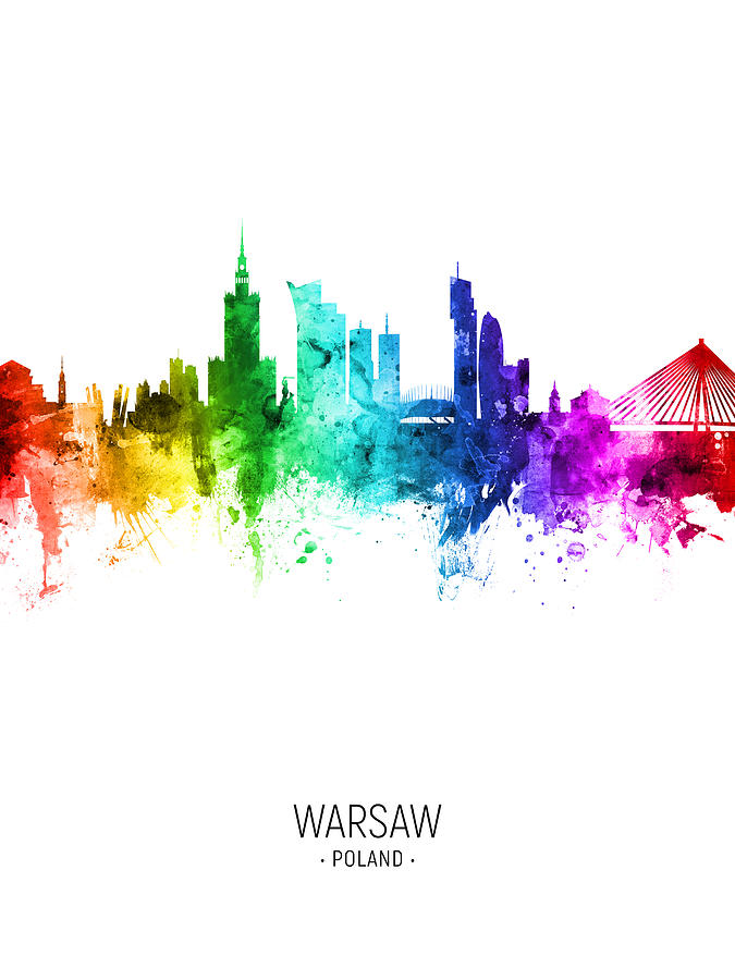 Warsaw Poland Skyline #07 Digital Art by Michael Tompsett