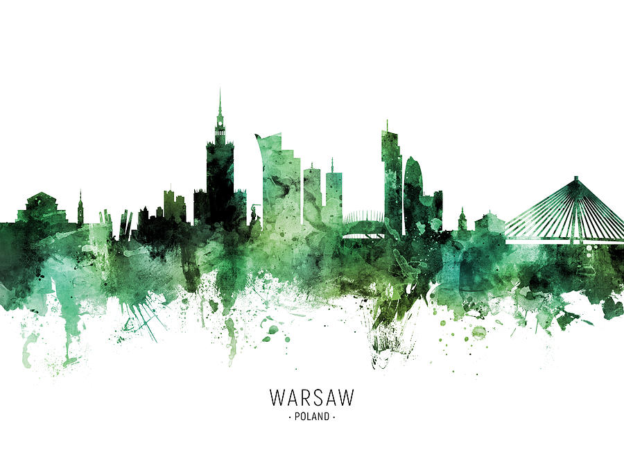 Warsaw Poland Skyline #11 Digital Art by Michael Tompsett