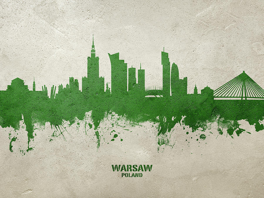 Warsaw Poland Skyline #22 Digital Art by Michael Tompsett