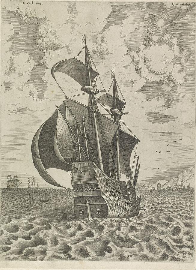 Warship on the way to the harbor Frans Huys after Pieter Brueghel I 1561 1565 Painting by Artistic Rifki