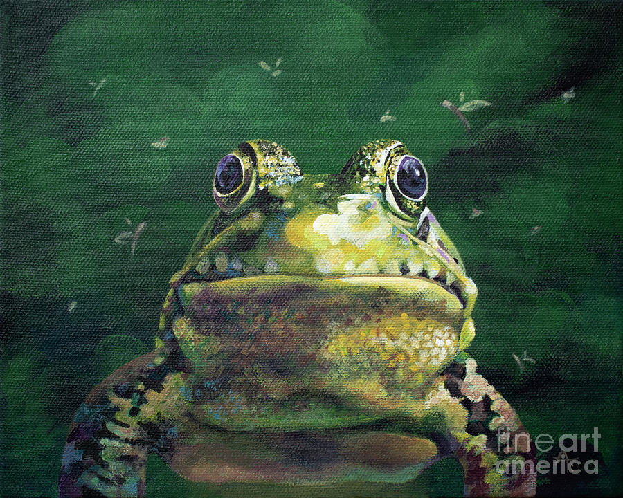 Warts And All - Frog painting Painting by Annie Troe