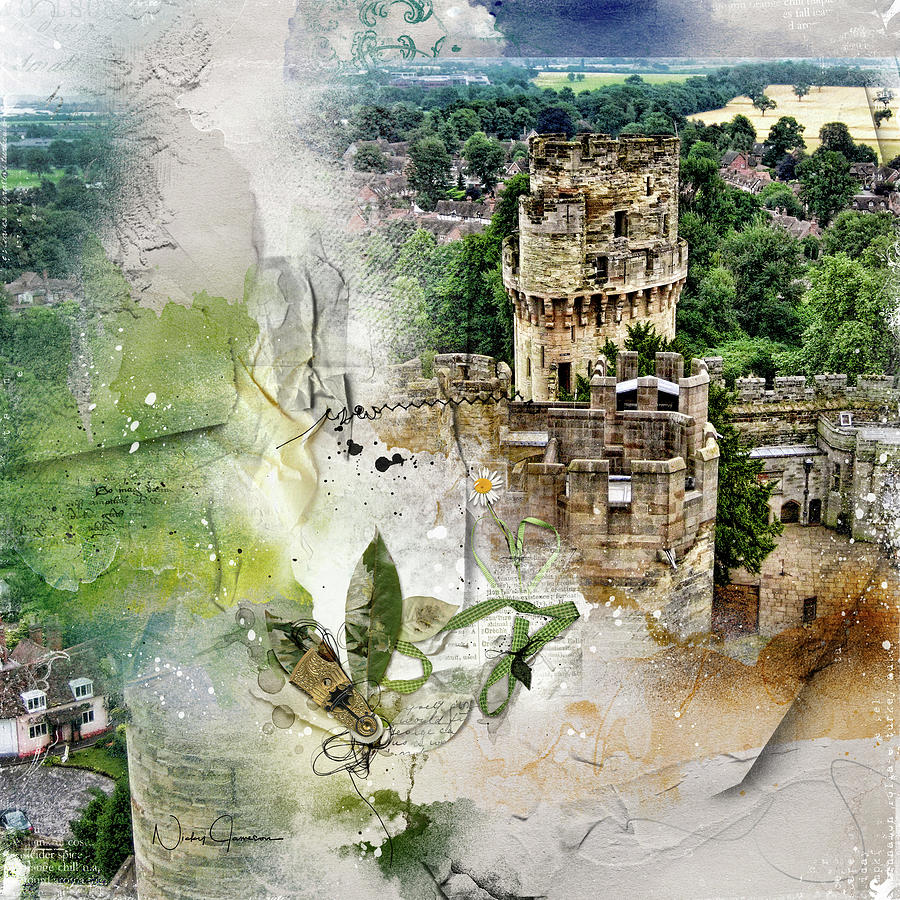Warwick Castle from Caesars Tower Mixed Media by Nicky Jameson