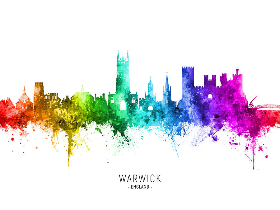 Warwick England Skyline #08 Digital Art by Michael Tompsett