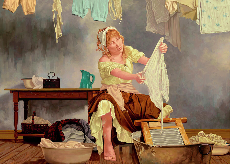 Wash Day Painting by Hans Neuhart