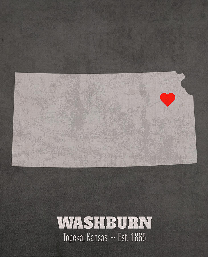 Washburn University Topeka Kansas Founded Date Heart Map Mixed Media By   Washburn University Topeka Kansas Founded Date Heart Map Design Turnpike 