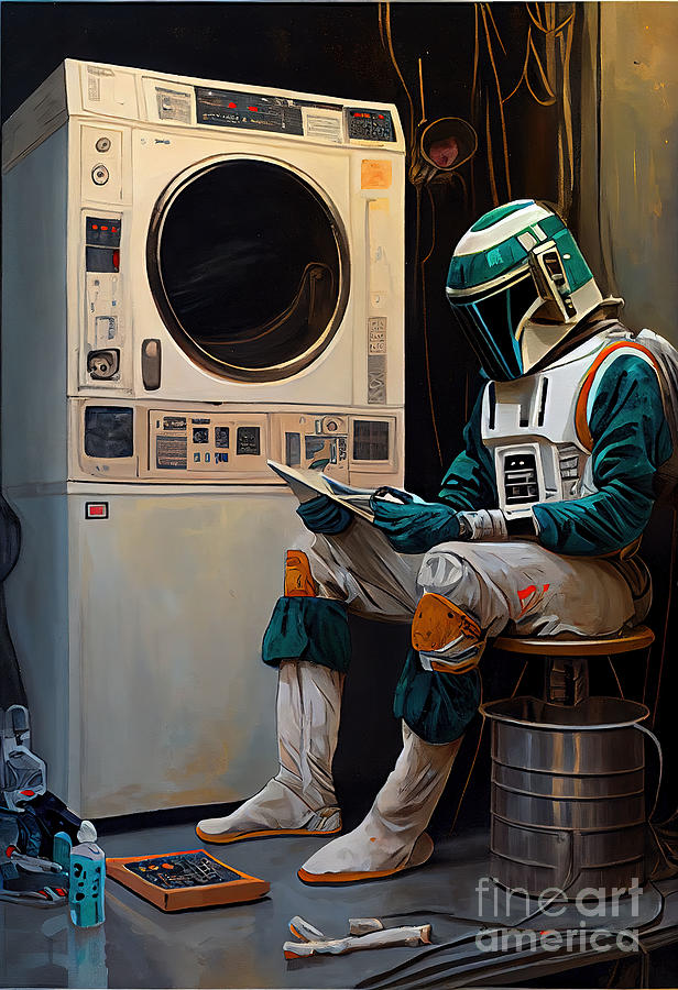 Space Painting - Washing Clothes  by N Akkash