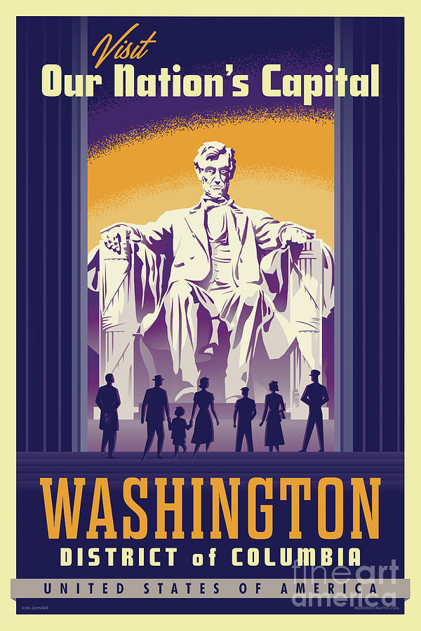 Washing D.C. Vintage Style Travel Poster Digital Art by Jim Zahniser
