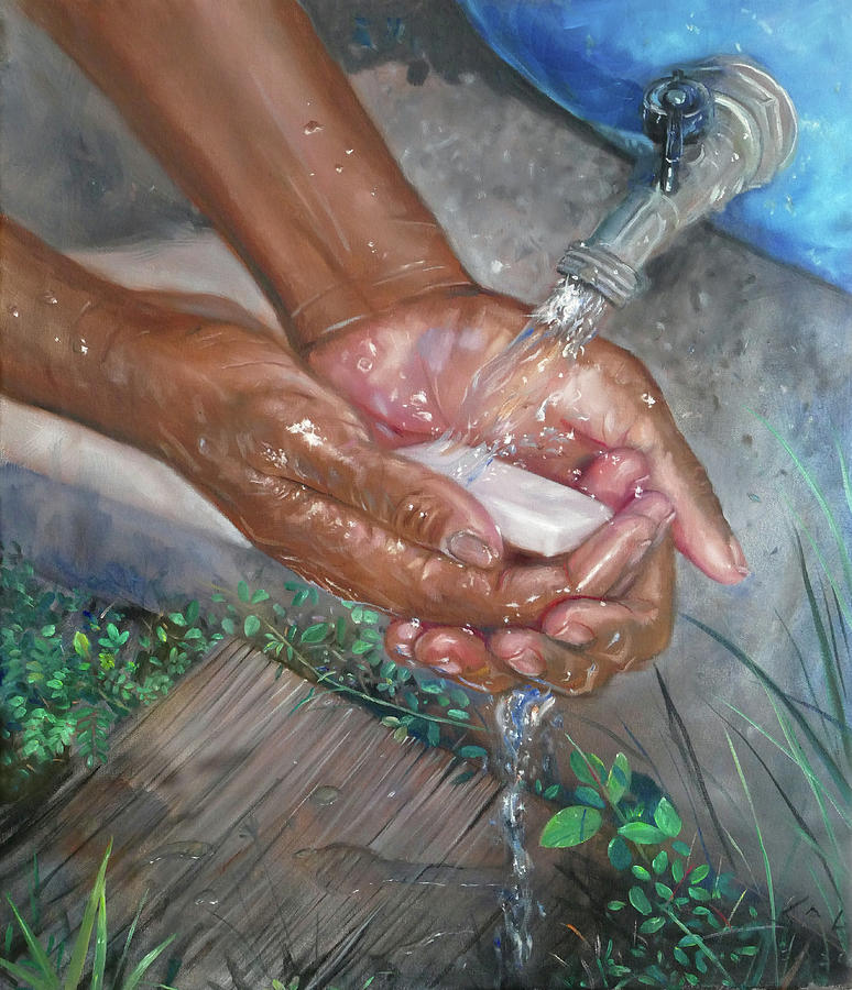 Washing Hands Painting by Jonathan Gladding