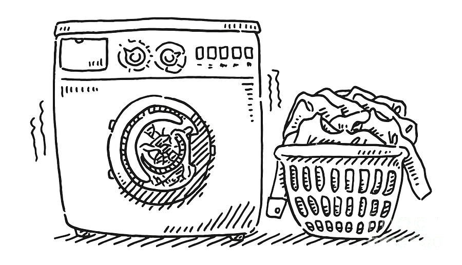 Washing Machine Laundry Drawing Drawing by Frank Ramspott - Fine Art ...