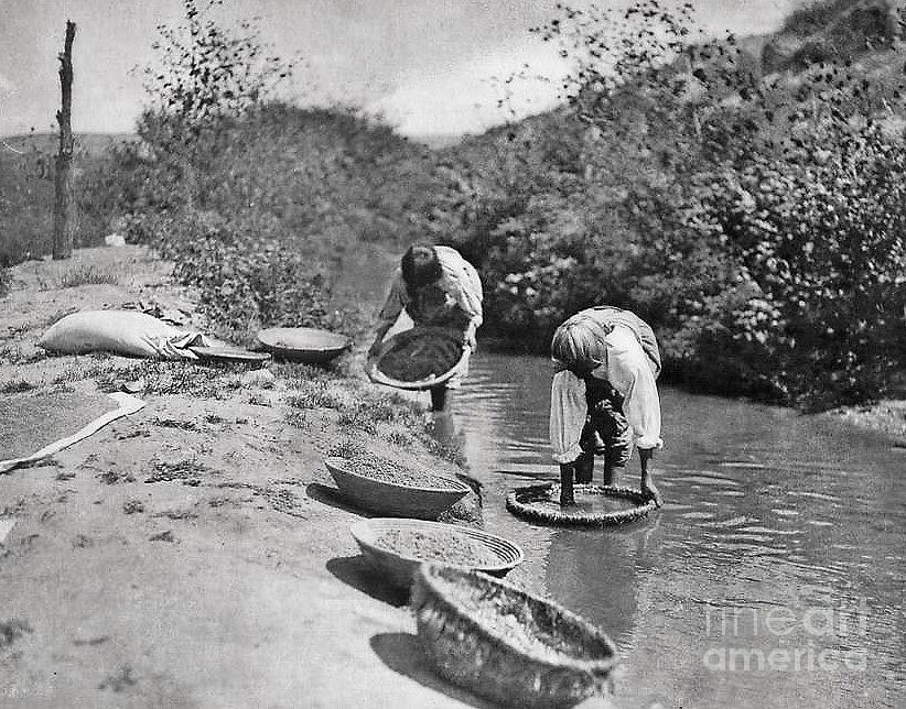 Native American Photograph - Washing Wheat  San Juan New Mexico     Edward S  Curtis Image by Rory Cubel