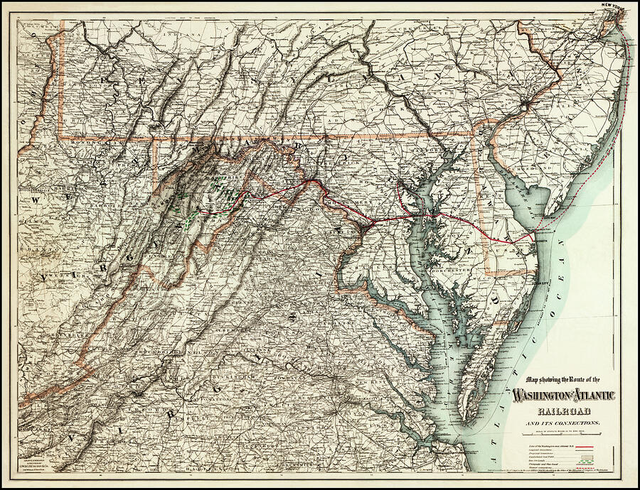 Washington and Atlantic Railroad Vintage Map 1883 Photograph by Carol ...