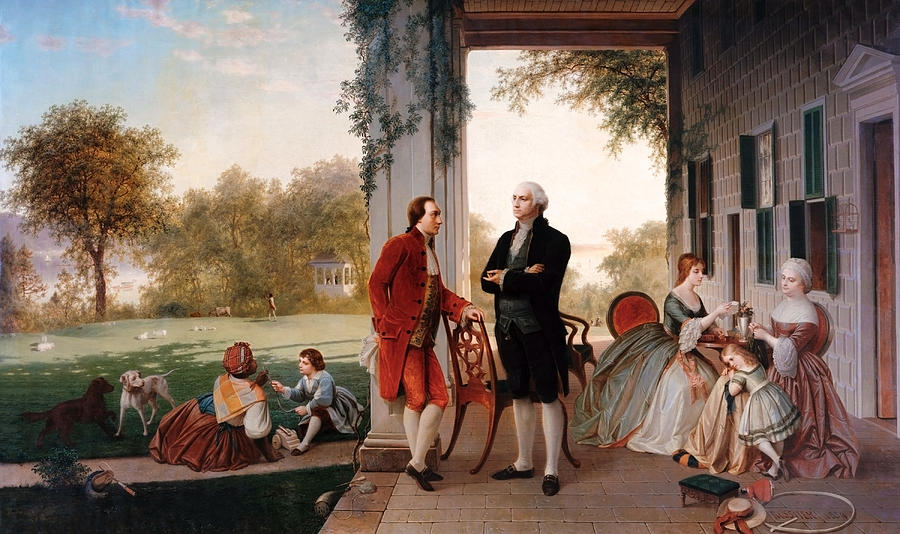  Washington and Lafayette at Mount Vernon - Thomas Pritchard Rossiter Painting by War Is Hell Store