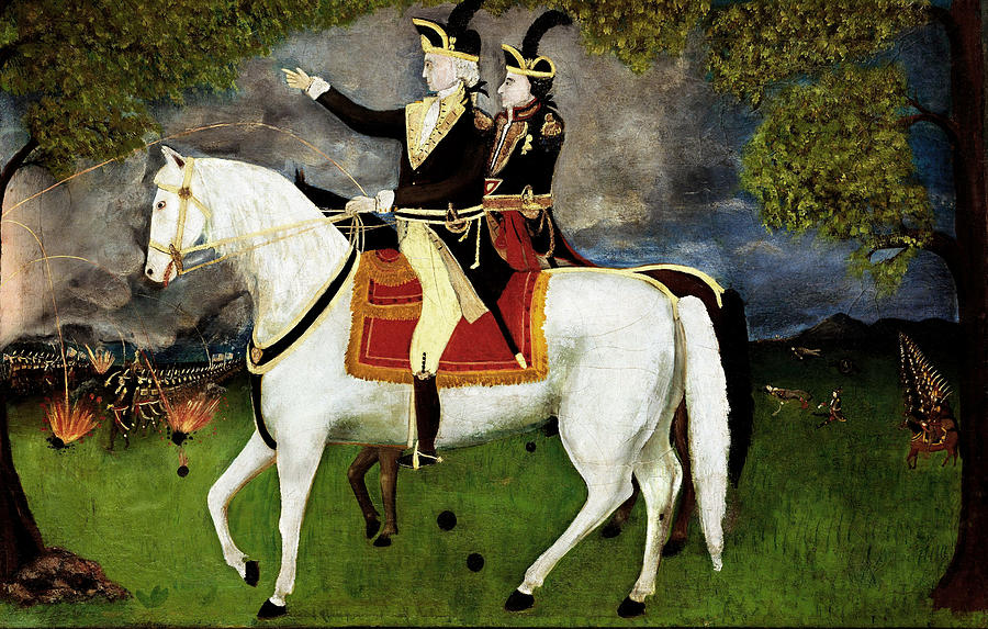 Lafayette Painting - Washington and Lafayette at the Battle of Yorktown  by Reuben Law Reed
