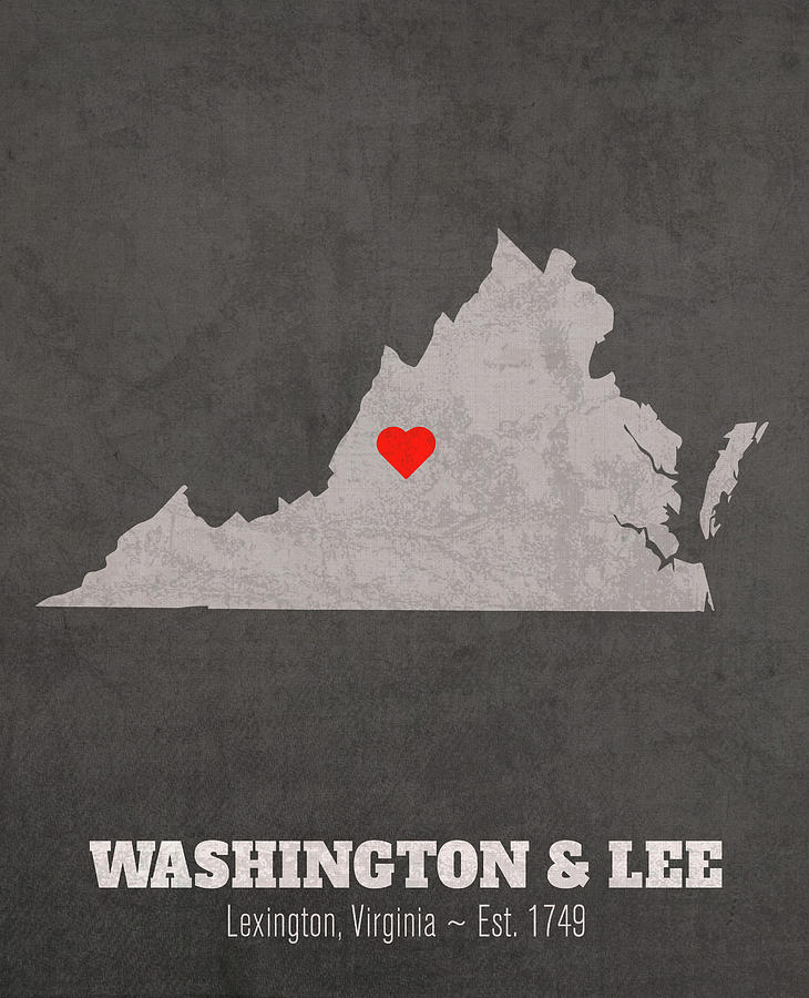 Lexington Mixed Media - Washington and Lee University Lexington Virginia Founded Date Heart Map by Design Turnpike