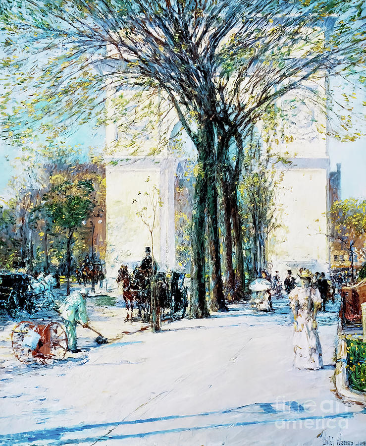Washington Arch Spring by Childe Hassam 1890 Painting by Childe Hassam
