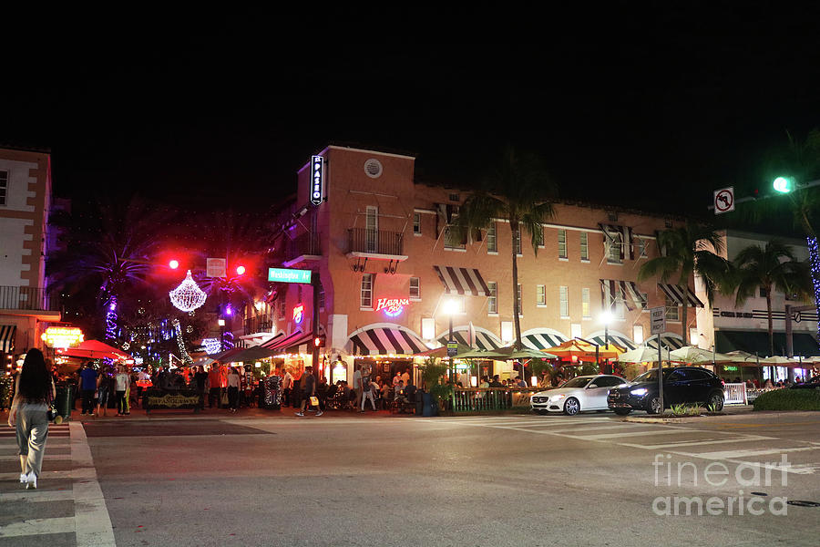 Washington Ave and Espanola Way - Art Deco District - Miami Beac Photograph by Doc Braham