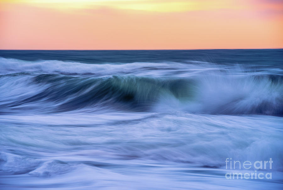 Washington Coast Sunset Waves Motion Photograph