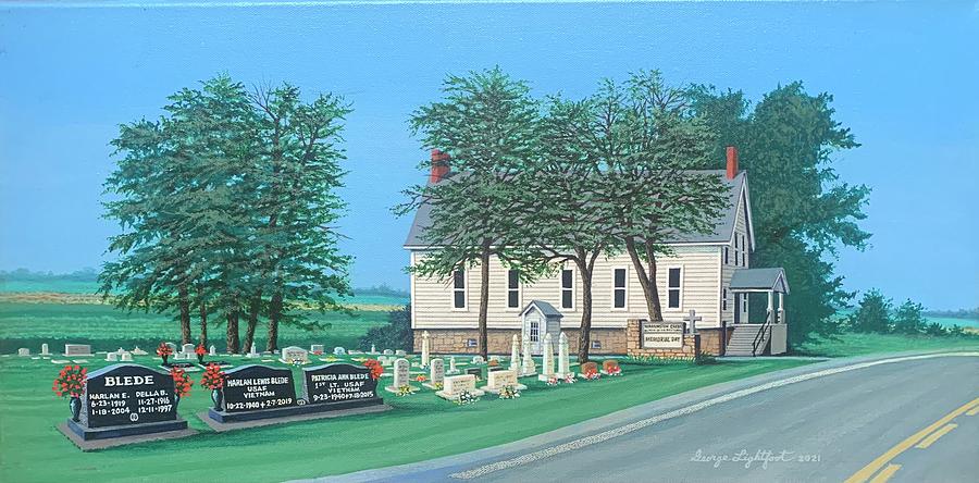 Washington Creek Church and Cemetery  Painting by George Lightfoot