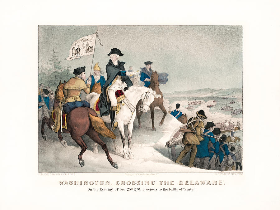 George Washington Drawing - Washington Crossing The Delaware Previous To The Battle Of Trenton by War Is Hell Store