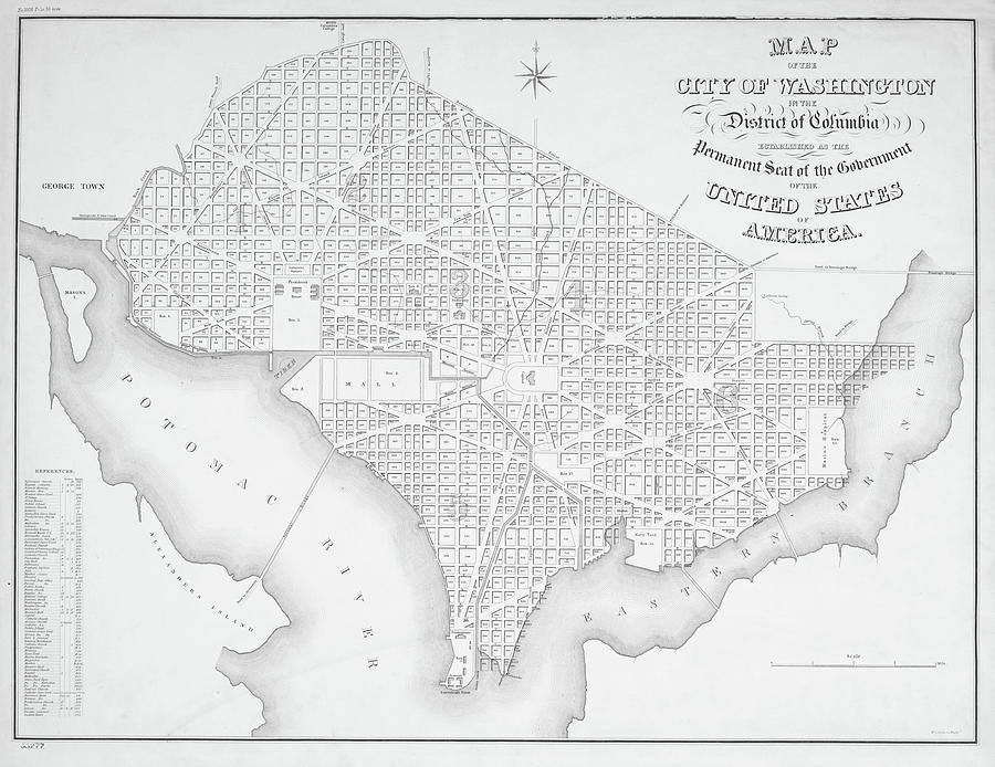 Washington DC 1839 Historical Map in Black and White Photograph by Toby McGuire - Fine Art America