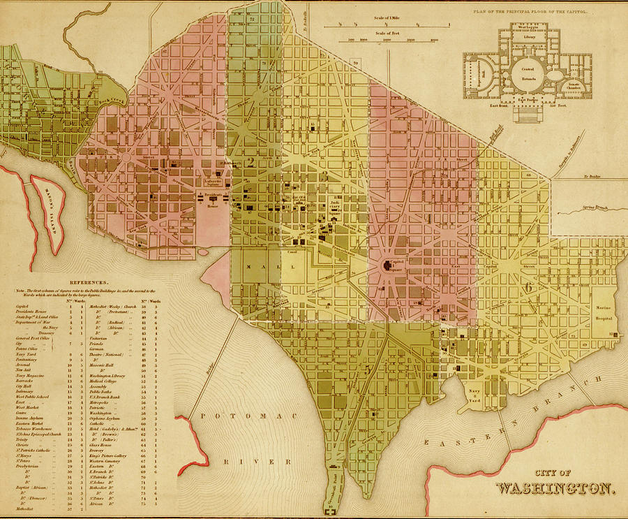 Washington DC 1844 Drawing by Vintage Maps - Fine Art America