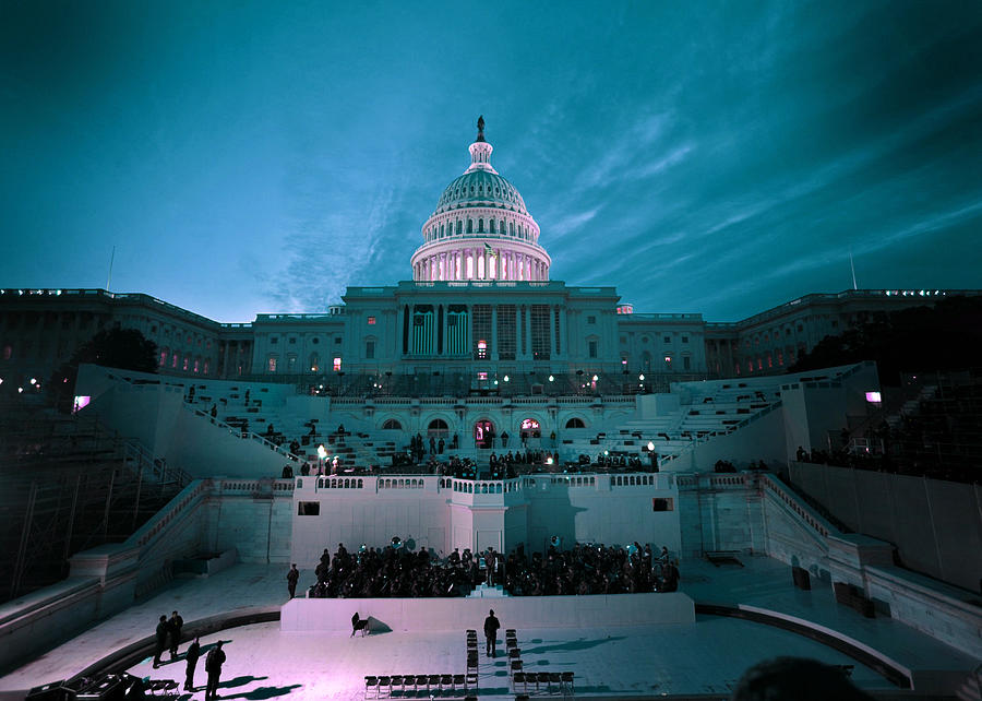 Washington Dc Capitol Buildings Landmark - Infrared - Purple Digital Art by Celestial Images