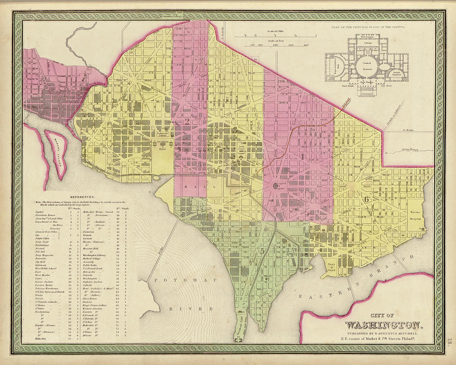 Washington DC City Plan 1849 Drawing by Vintage Maps | Pixels