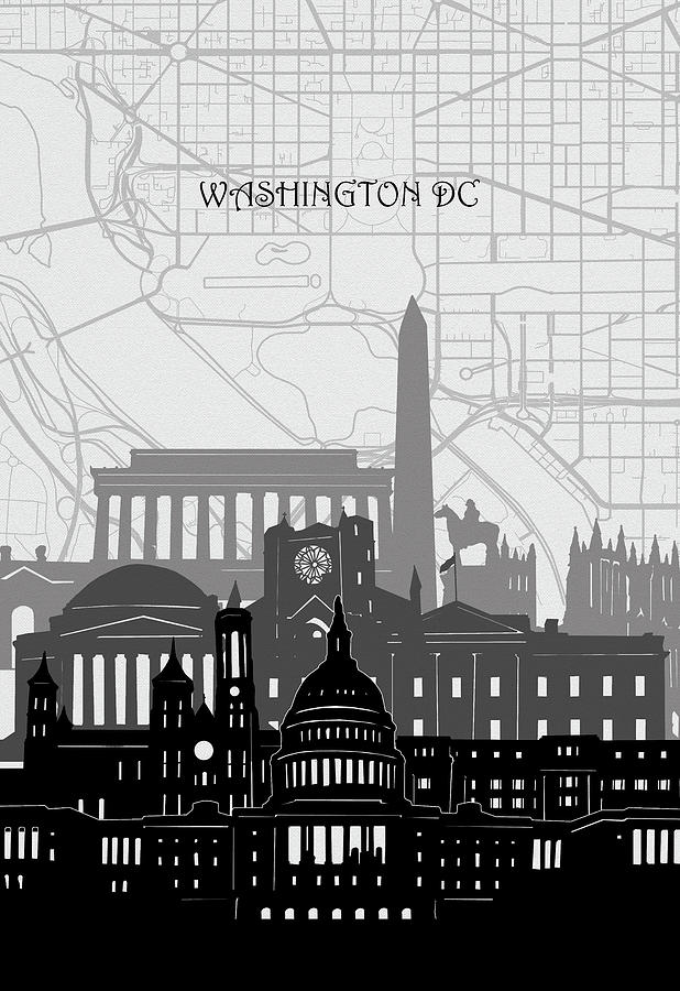 Washington Dc Cityscape Map Digital Art