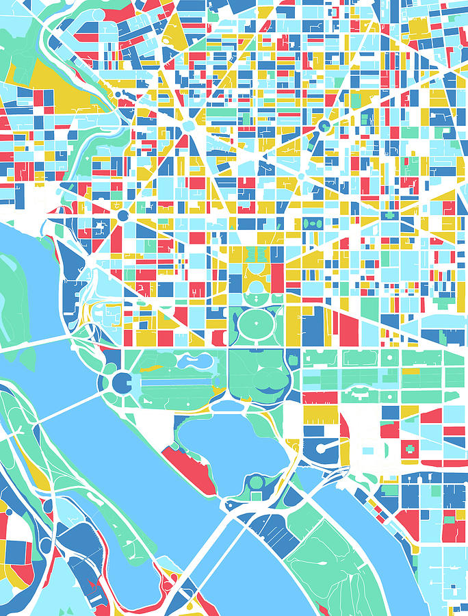 Washington Dc Map Retro 7 Digital Art