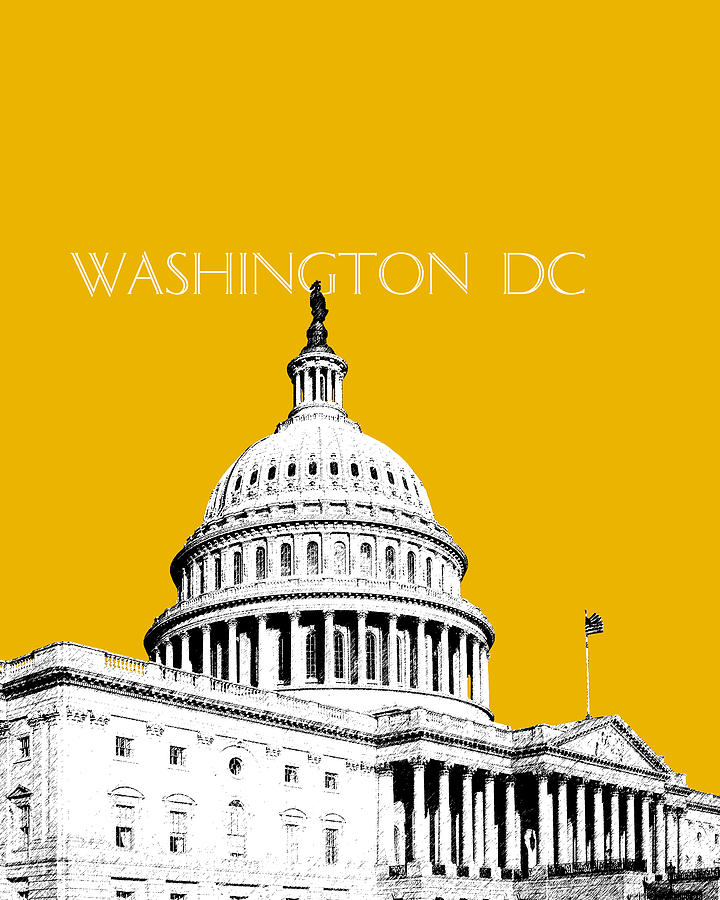 Washington DC Skyline The Capital Building - Gold Digital Art by DB Artist