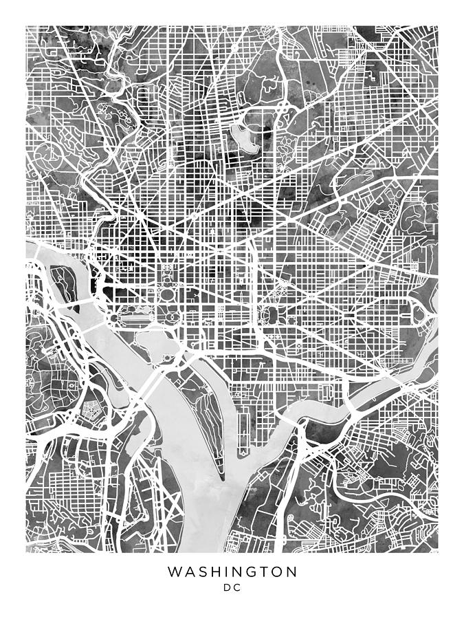 Washington DC Street Map #34 Digital Art by Michael Tompsett