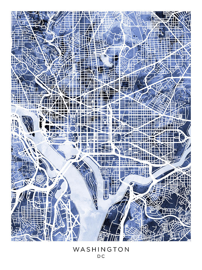 Washington DC Street Map #35 Digital Art by Michael Tompsett