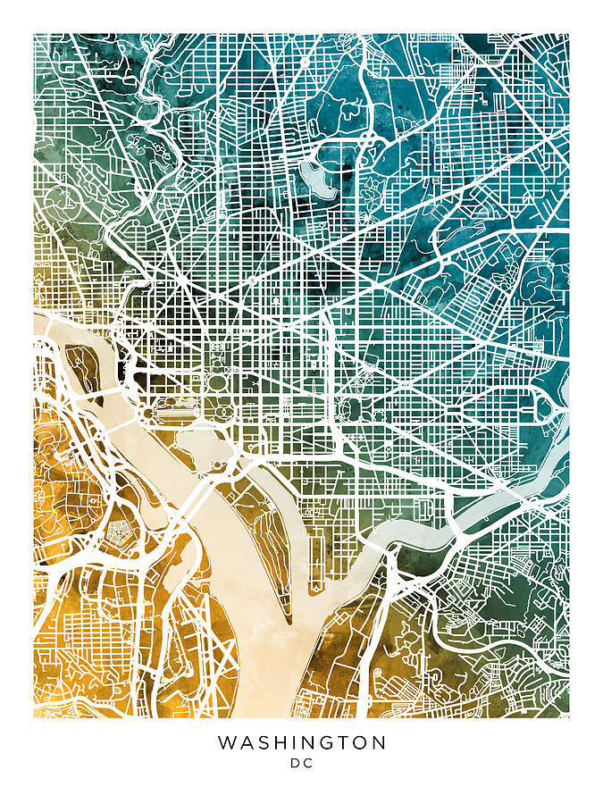 Washington DC Street Map #36 Digital Art by Michael Tompsett