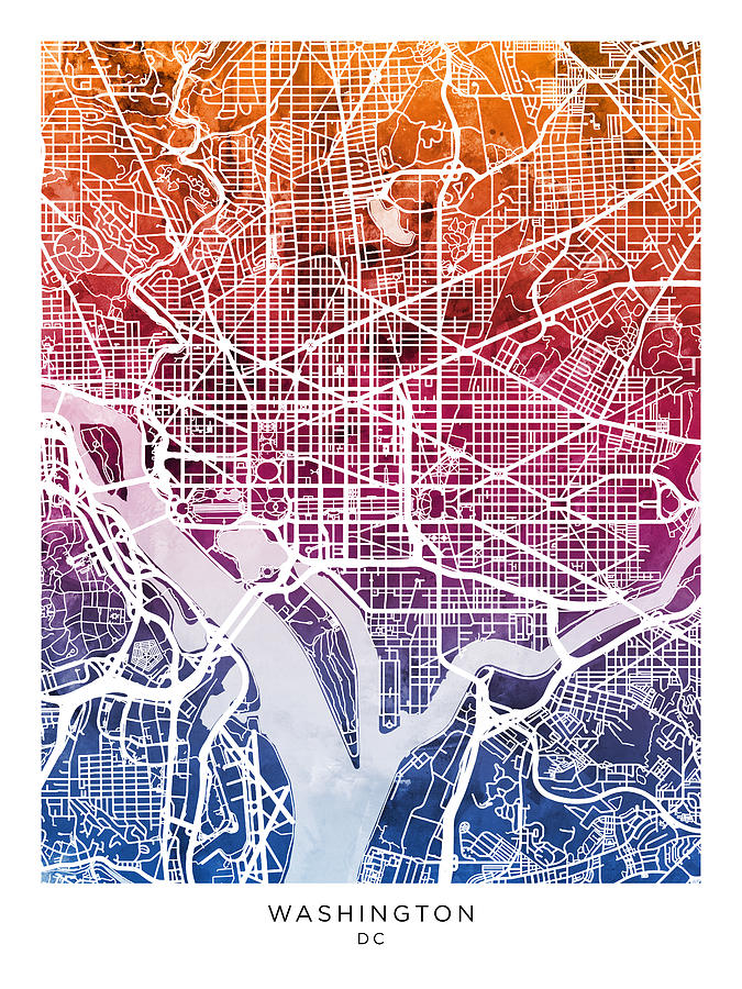 Washington DC Street Map #37 Digital Art by Michael Tompsett