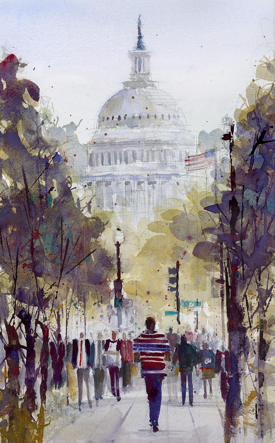 Washington D.c. Painting - Washington DC  - The Capital by Dorrie Rifkin