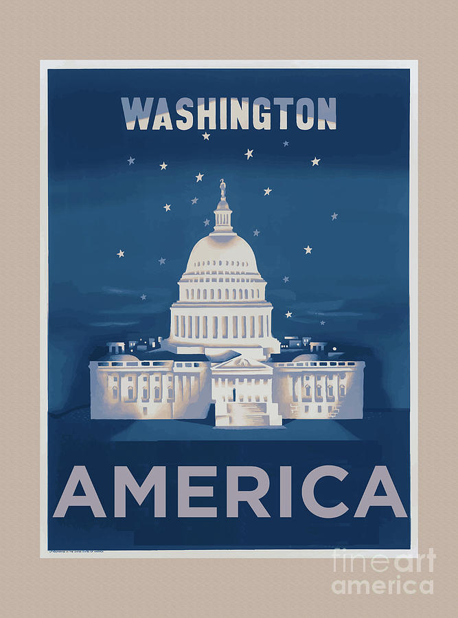 Vintage Mixed Media - Washington DC, USA, Vintage Poster by Luminosity