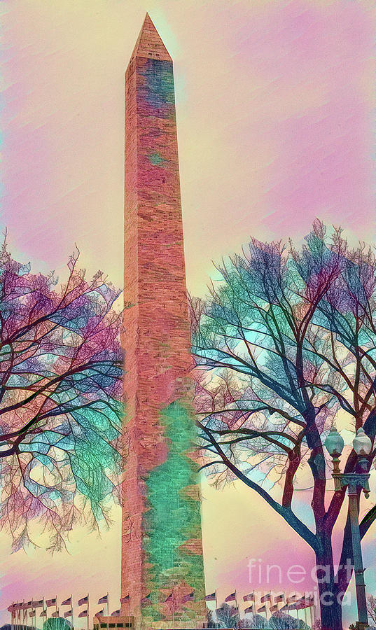 Washington Monument DC  Digital Art by Chuck Kuhn