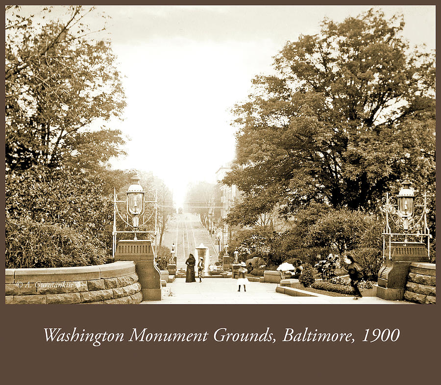 Washington Monument Grounds Baltimore, 1900 Vintage Photograph Photograph by A Macarthur Gurmankin