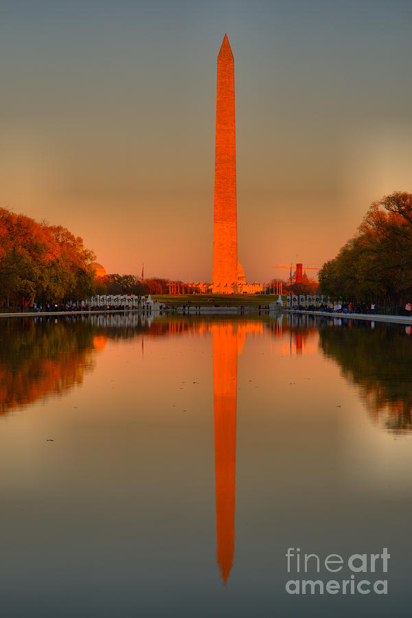 Washington Monument Sunset Portrait Photograph by Adam Jewell
