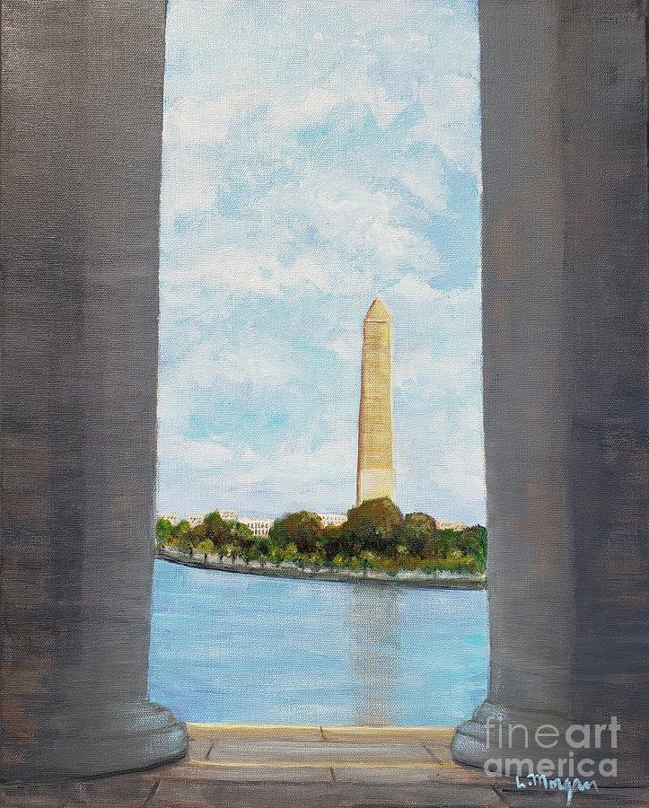 Washington Monument Viewed from Jefferson Memorial Painting by Laurie Morgan